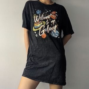 Acid wash tie dye T shirt dress denim effect